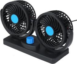 Mini Ventilador Automotivo Portátil Cabeça Dupla 12v Elétrico Giratório Cabo Usb