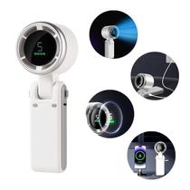 Mini Ventilador Branco Turbo com Potência de 3w 13.550 RPM Recarregável USB Display LCD Digital Velocidade Ajustável