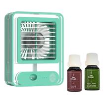Mini Ventilador Climatizador Mesa Portátil Umidificador + 2 Essencias Lar Fresh