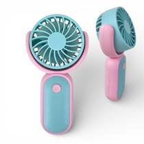 Mini Ventilador De Mão Portátil Direcionável Recarregável Cor:Verde-Rosa