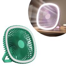 Mini Ventilador De Mesa Luz Ring Light Usb Portátil Verde