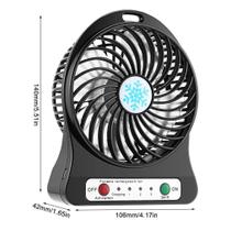 Mini ventilador de mesa portátil recarregável com lanterna