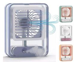 Mini Ventilador de Mesa Recarregável 3 Velocidades com Umidificador de Ar e Iluminação - Altomex