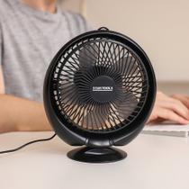 Mini Ventilador de Mesa Redondo Portátil com Cabo USB Preta Ventilador Compacto