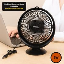 Mini Ventilador de Mesa Redondo Portátil Prático Compacto Leve com Cabo USB Preta Mini Ventilador de Mesa Redondo Portátil Prático Compacto Leve com Cabo USB Preta