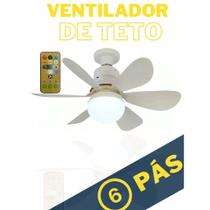 Mini Ventilador De Teto Com Luz led Integrada Ventilador De Teto 6 Pás Led