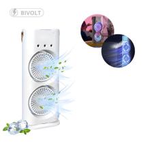 Mini Ventilador Duplo com Três Funções: Resfriar e Umidificar