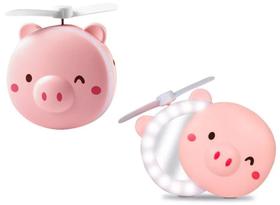 Mini Ventilador Espelho Porquinho Pra Maquiagem Portátil Usb