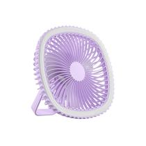 Mini Ventilador Mesa Luz Ring Light Usb Portátil Cor:lilás