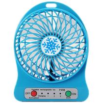 Mini Ventilador Mesa Portátil Recarregável Usb 3 Vel Azul