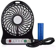 Mini VENTILADOR Portatil C/ Bateria Recarregável 3 Velocidades PRETO