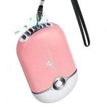 Mini Ventilador Portátil de Mão Mesa Recarregável Cabo USB Cílios Rosa Claro