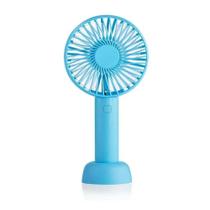Mini ventilador portátil de mão recarregavel de 3 velocidades Azul - PONTO DO NERD
