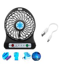 Mini Ventilador Portátil De Mesa Recarregável Com Cabo Usb
