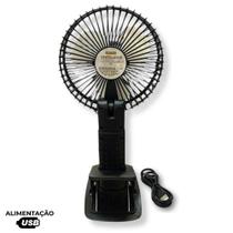 Mini Ventilador Portátil de Mesa Recarregável USB Preto 3 Velocidades para Trabalho Estudos Viagens