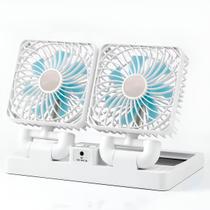 Mini Ventilador Portátil Duplo Dobrável Com Painel Solar