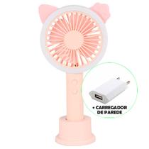 Mini Ventilador Portátil LED USB Recarregável + Adaptador Rosa CBRN19618 Mini Ventilador Portátil LED USB Recarregável + Adaptador Rosa CBRN19618