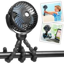 Mini ventilador portátil Snawowo, clipe de tripé recarregável, preto