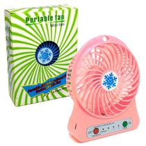 Mini Ventilador Portátil Usb Recarregável 3 Velocidades Rosa