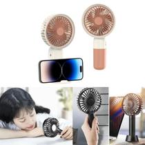 Mini Ventilador Suporte para Celular Recarregável Portátil De Mão Mesa Usb 3 Velocidades