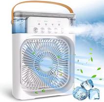 Mini Ventilador Umidificador De Ar Climatizador De Ar Com Reservatório Para Água E Gelo Cor Branco Bivolt Com Luz De Led
