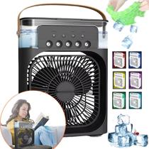 Mini Ventilador Umidificador Portátil Ar Condicionado Água Gelo LED