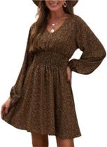 Mini vestido feminino elegante de manga comprida, cor sólida Mini vestido feminino elegante de manga comprida, cor sólida