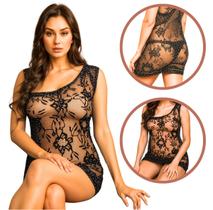 Mini Vestido Lingerie Arrastão Strass Bloqueira Noiva