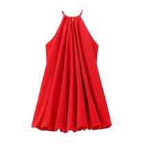 Mini Vestido Vermelho Halter Feminino Verão 2024 Chique Sexy Praia Bolha Vestido De Festa