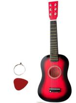 Mini Violão Infantil Acústico C/ Cordas De Aço Iniciantes (Vermelho)