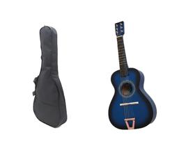 Mini Violão Infantil Acústico Cordas Aço Azul Com Capa
