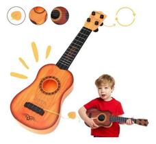 Mini Violão Infantil Brinquedo Ukulele Corda Aço Com Palheta