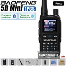 Mini Walkie Talkie Baofeng UV-5R Preto Bluetooth Multi Banda Dual PTT Tipo-C 999 Canais