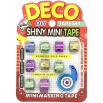 Mini Washi Tape Glitter Com 9 Unidades + 1 Suporte Decore
