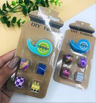 Mini Washi Tape Kit c/ 4 + Suporte Diy Kawai