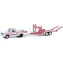Miniatura - 1:64 - 1964 Dodge D 100 With Tandem Car Trailer - Hitch & Tow 28 - Greenlight 32280