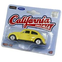 Miniatura - 1:64 - Volkswagen Fusca Beetle Hard Top Amarelo - California Minis - Welly