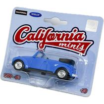 Miniatura - 1:64 - Volkswagen Fusca Conversível Azul - California Minis - Welly Miniatura - 1:64 - Volkswagen Fusca Conversível Azul - California Minis - Welly
