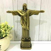 Miniatura 20 Cm Monumento Cristo Redentor Decoração De Metal