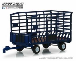 MINIATURA AGRÍCOLA VAGÃO DE FENO FARDO GREENLIGHT 1/64 cor:azul