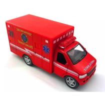 Miniatura Ambulância 31 Emergency 190 Metal, Plástico e Fricção Vermelho