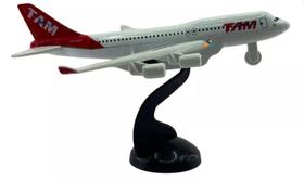 Miniatura Avião Tam Metal E Fricção 14 Cm Com Base Airbus