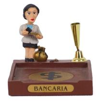 Miniatura Bancaria De Resina Com Porta Caneta E Papel 8 Cm