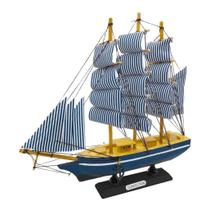 Miniatura Barco Navio De Madeira Veleiro Decorativo - 15Cm