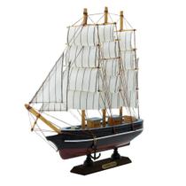 Miniatura Barco Navio de Madeira Veleiro Decorativo 22cm