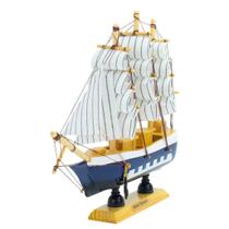 Miniatura Barco Navio De Madeira Veleiro Decorativo - 22Cm