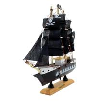 Miniatura Barco Navio Pirata De Madeira Veleiro Decorativo 24cm