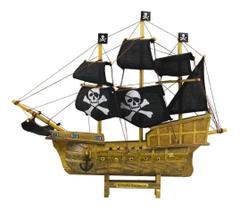 Miniatura Barco Navio Pirata Veleiro Canhão 28.5x7x33cm - Taimes