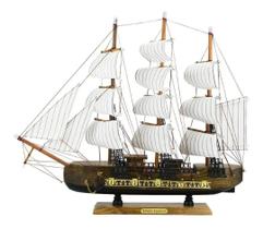 Miniatura Barco Navio Veleiro Madeira Canhões 42.5x9x49cm