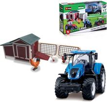Miniatura bburago new holland t7.315 hd com cenário: aventura na fazenda Miniatura bburago new holland t7.315 hd com cenário: aventura na fazenda